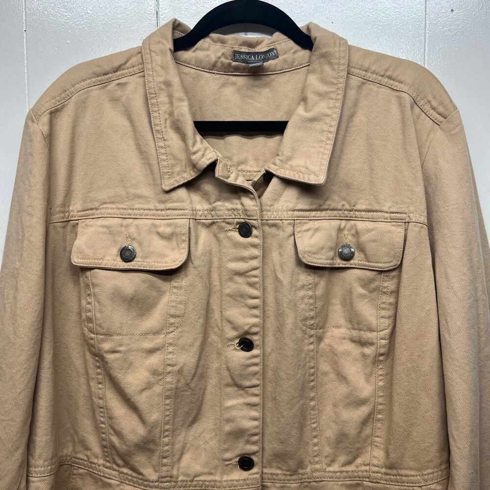 Jessica London Button Front Women's Cotton Long Sleeve Jacket Size 26 Breathable - Picture 3 of 8